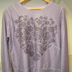 GO COUTURE Lilac & Grey Floral L/S Tee Sz L